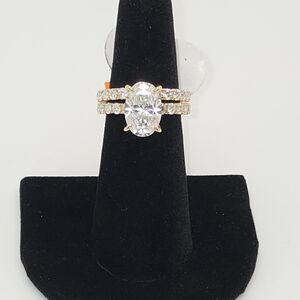 7 CTW Moissanite Wedding Set 18k over 925. Sz 6